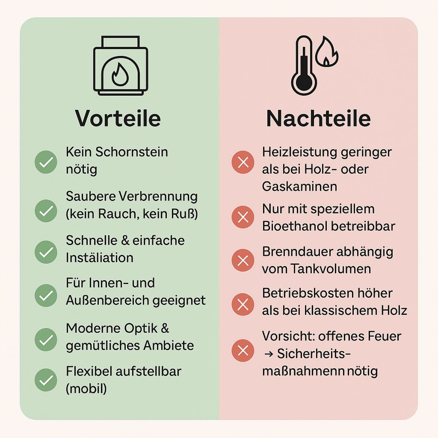 Ethanol Kamine: Vorteile, Nachteile, Sicherheit & Kaufberatung (inkl. DIN EN 16647)