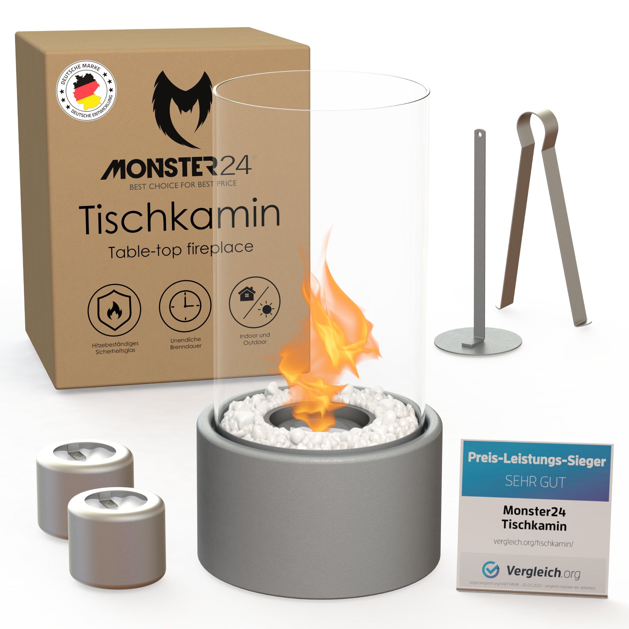 Tischkamin Grau