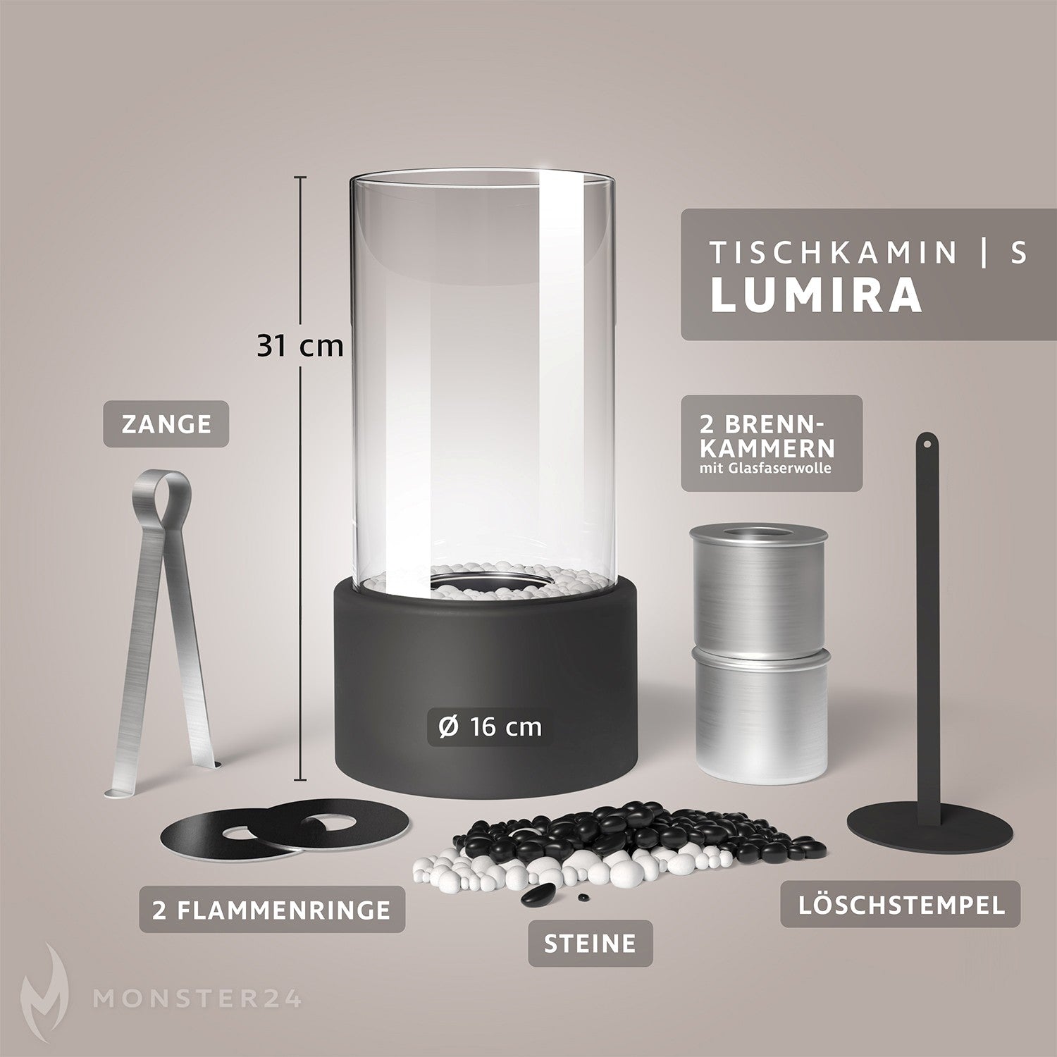 Ambiente Deluxe: Tischkamin S inkl. 6L Ethanol Starterpaket