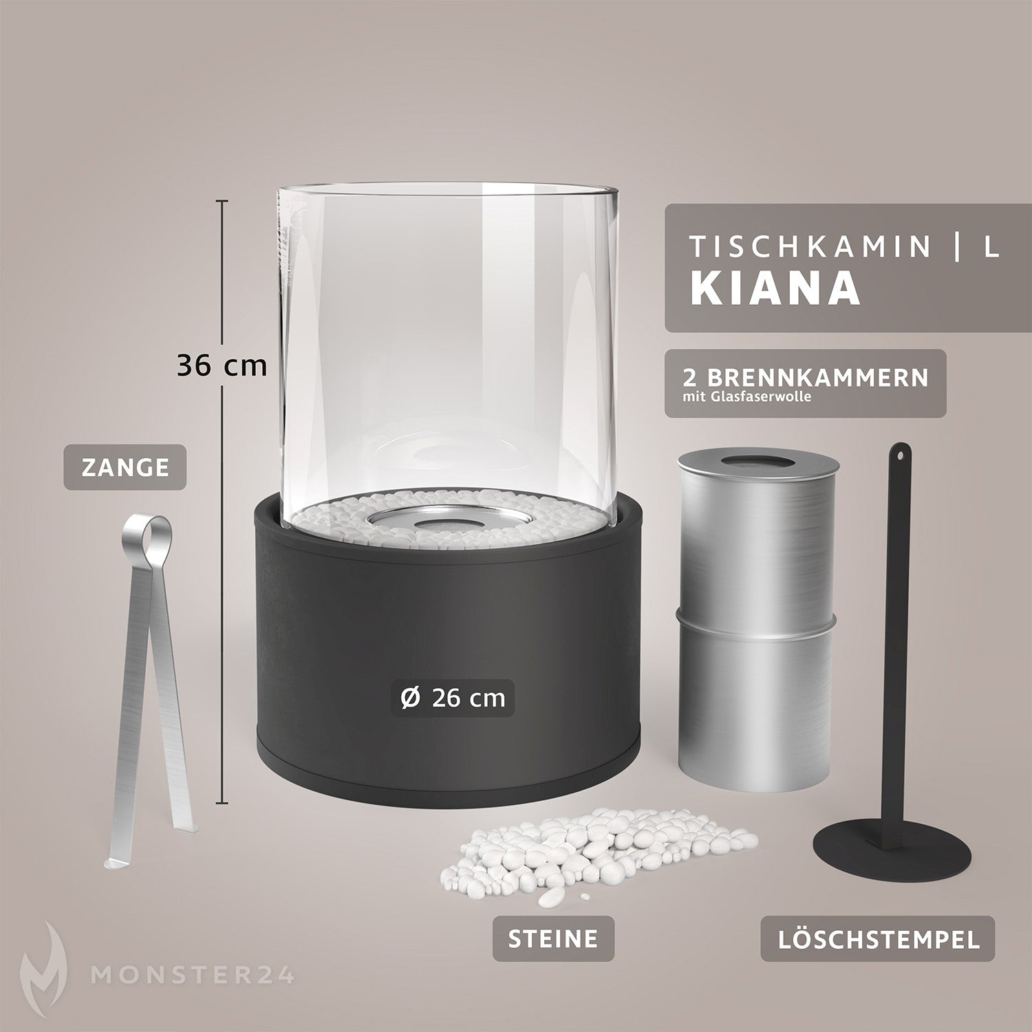 Ambiente Deluxe: Tischkamin L inkl. 6L Ethanol Starterpaket