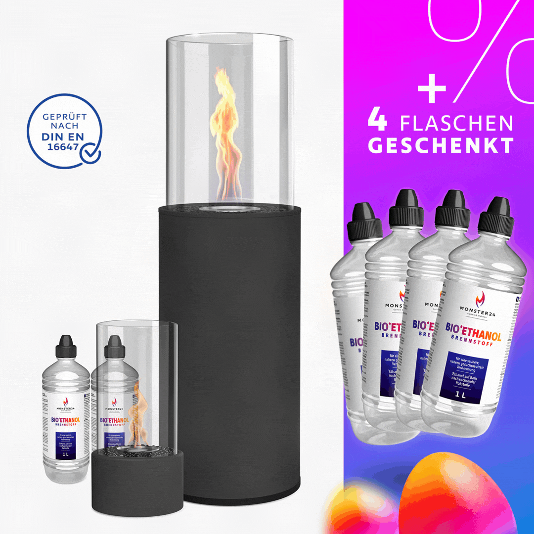 Luxury Flame Paket: Standkamin + Tischkamin S inkl. 6L Bioethanol