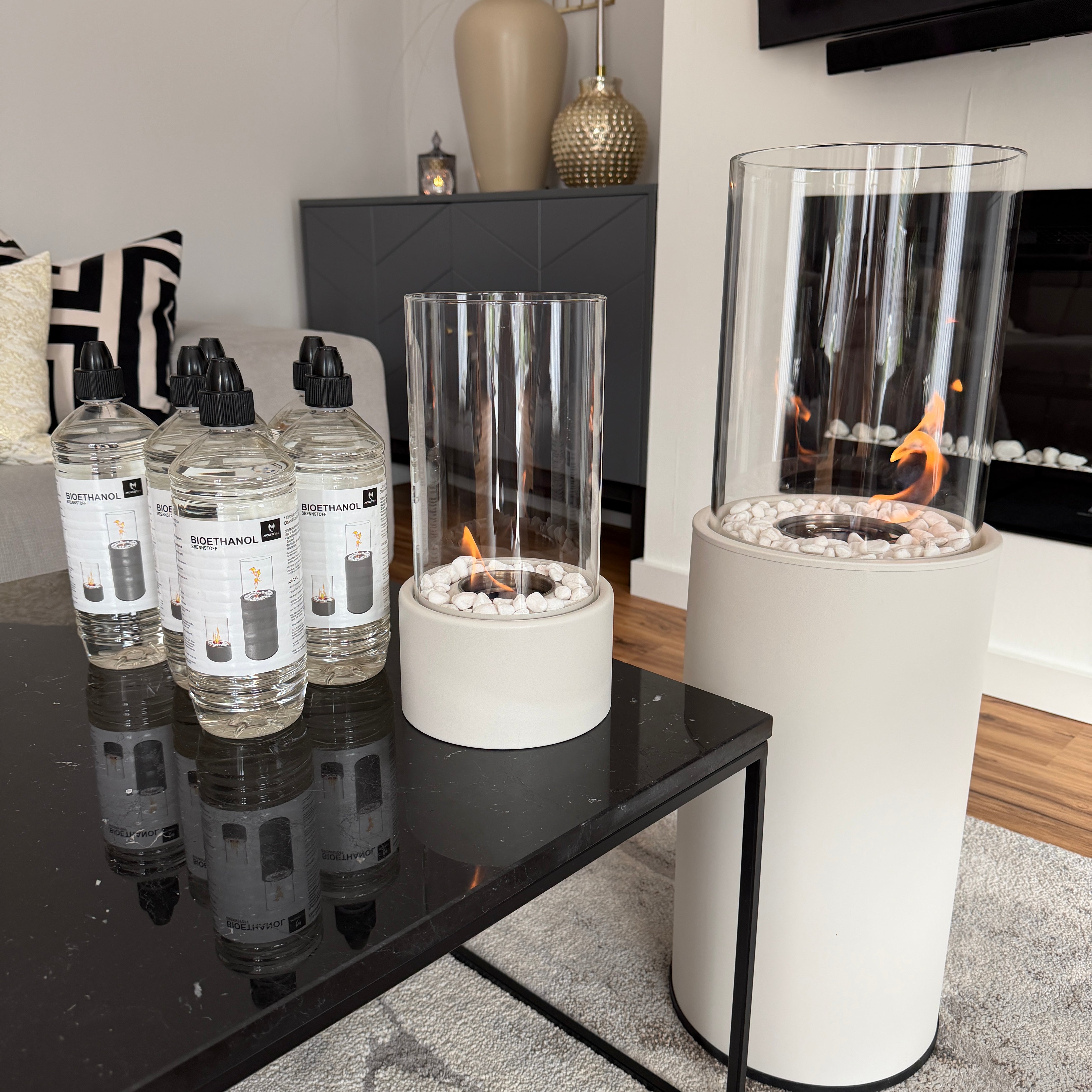 Luxury Flame Paket: Standkamin + Tischkamin S inkl. 6L Bioethanol