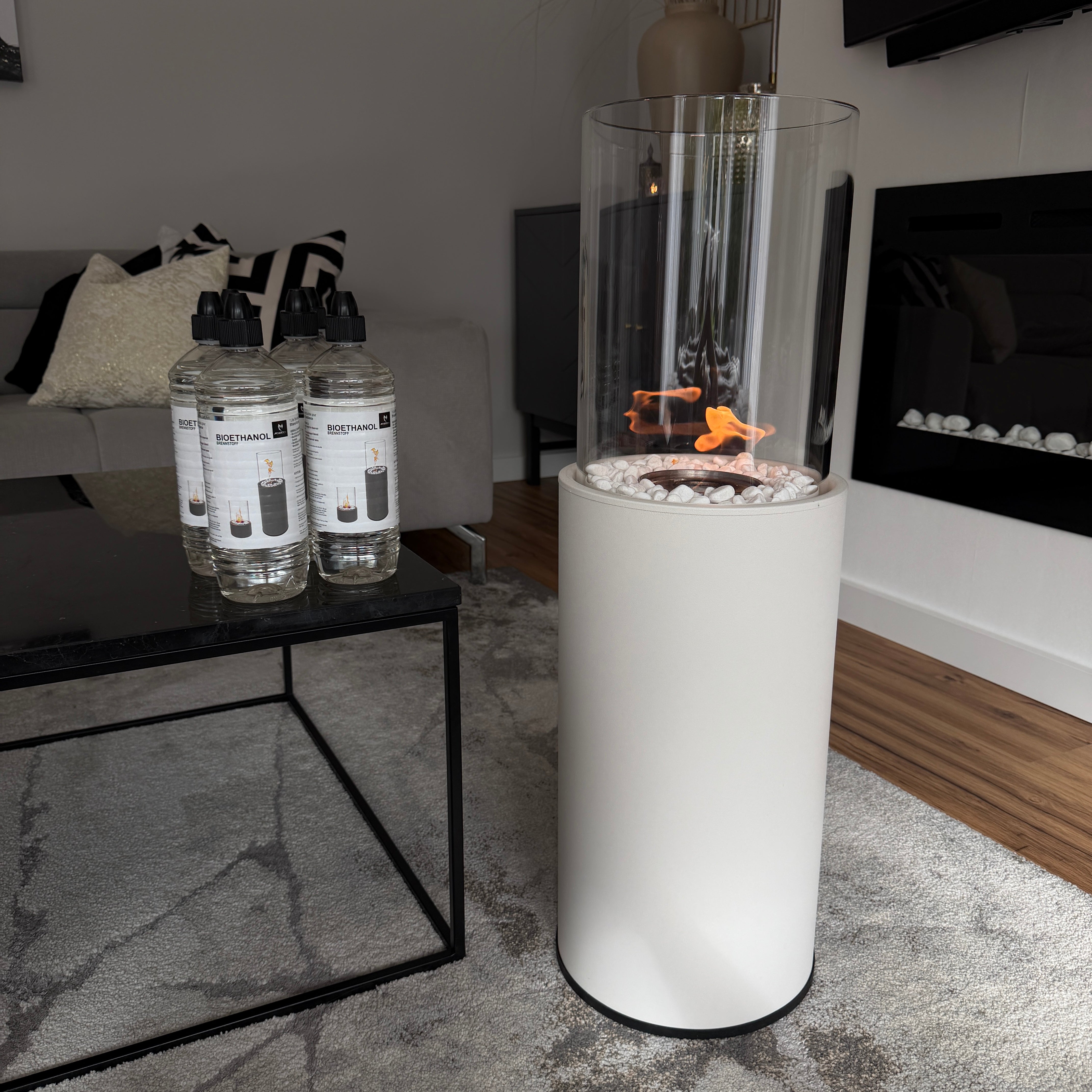 Feuer & Flair Paket - Bioethanol Standkamin inkl. 6 L Bioethanol