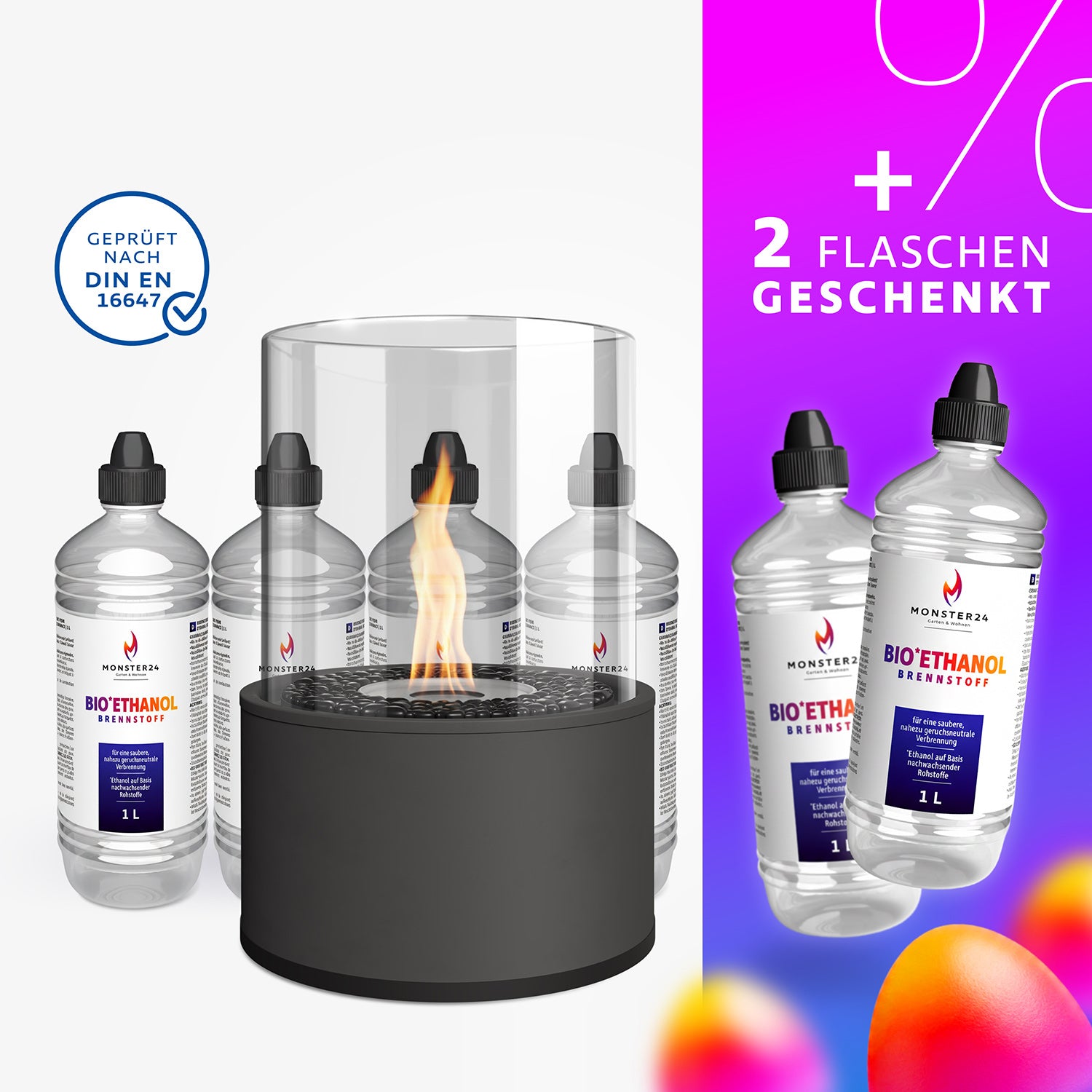 Ambiente Deluxe: Tischkamin L inkl. 6L Ethanol Starterpaket