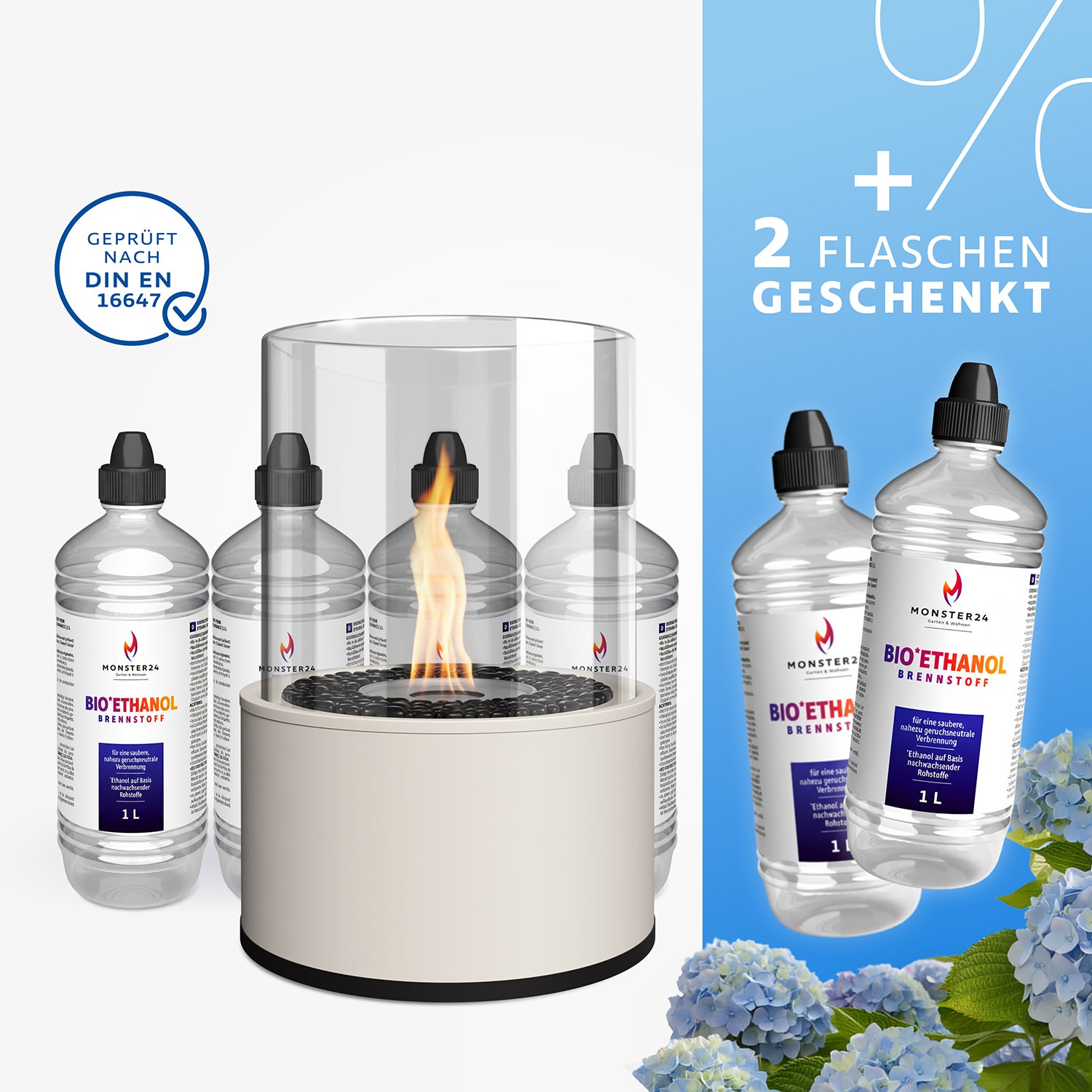 Ambiente Deluxe: Tischkamin L inkl. 6L Ethanol Starterpaket