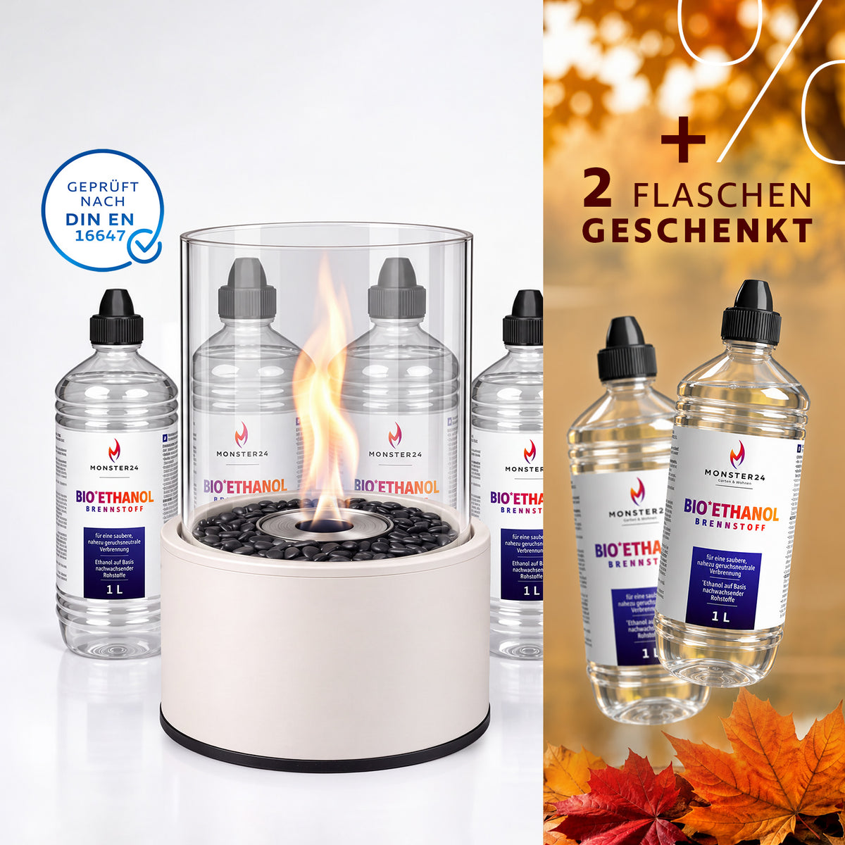 Ambiente Deluxe: Tischkamin L inkl. 6L Ethanol Starterpaket