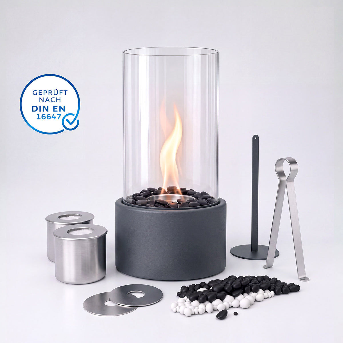 Ambiance de luxe : Cheminée de table S avec pack de démarrage de 6L d'éthanol