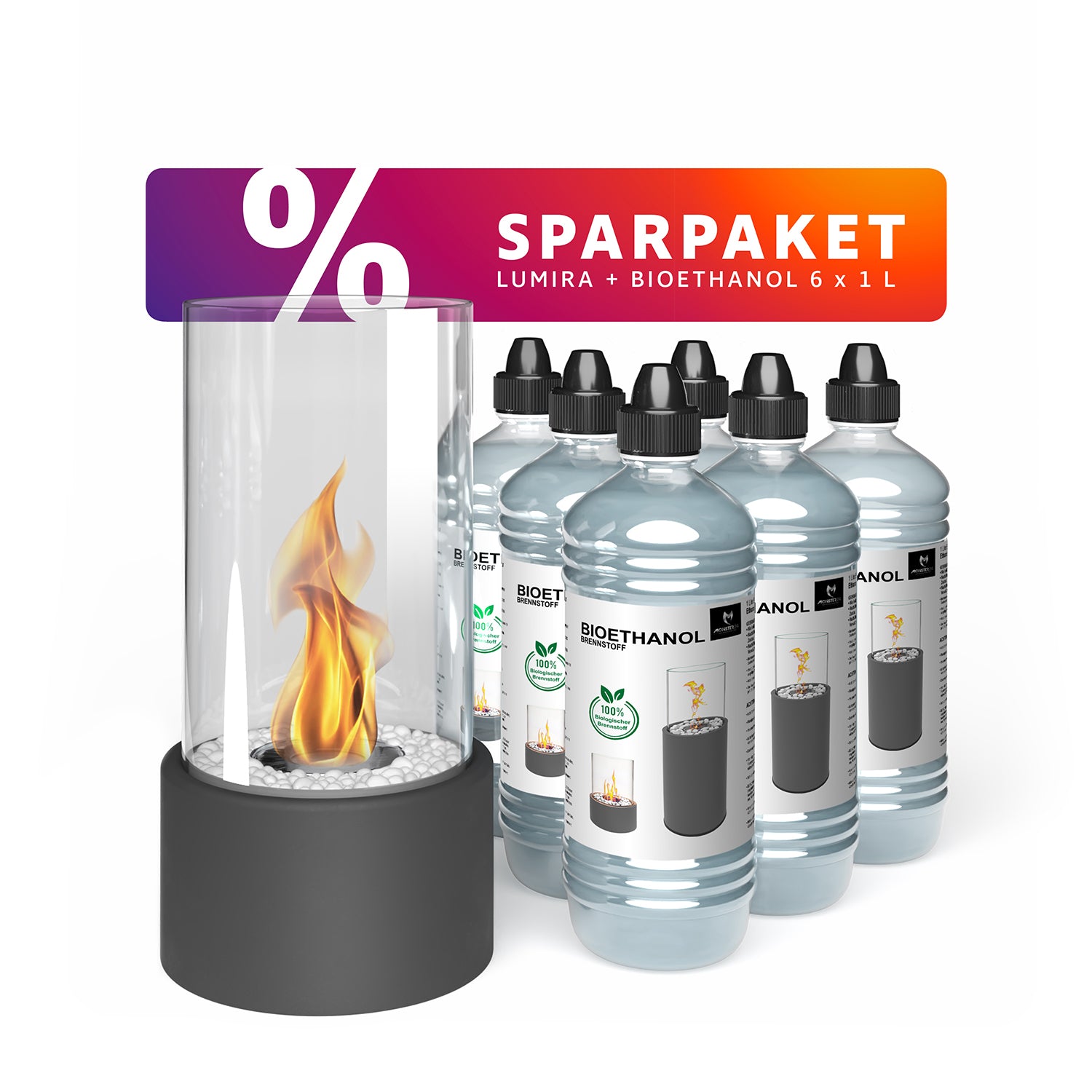 Ambiente Deluxe: Tischkamin S + Ethanol Starterpaket