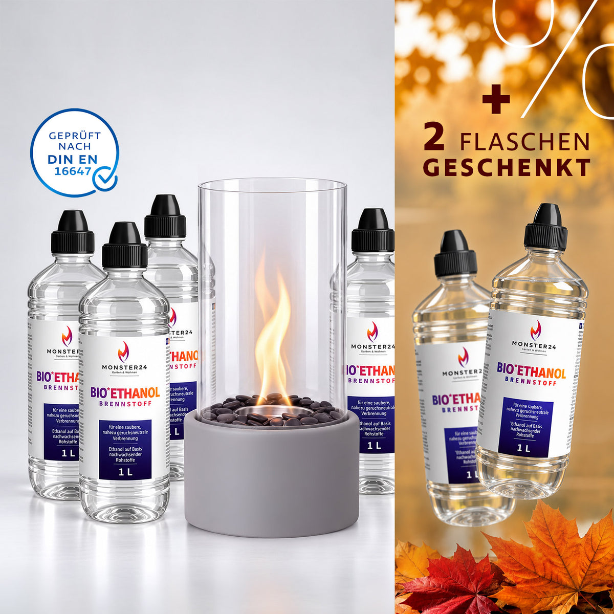 Ambiance de luxe : Cheminée de table S avec pack de démarrage de 6L d'éthanol
