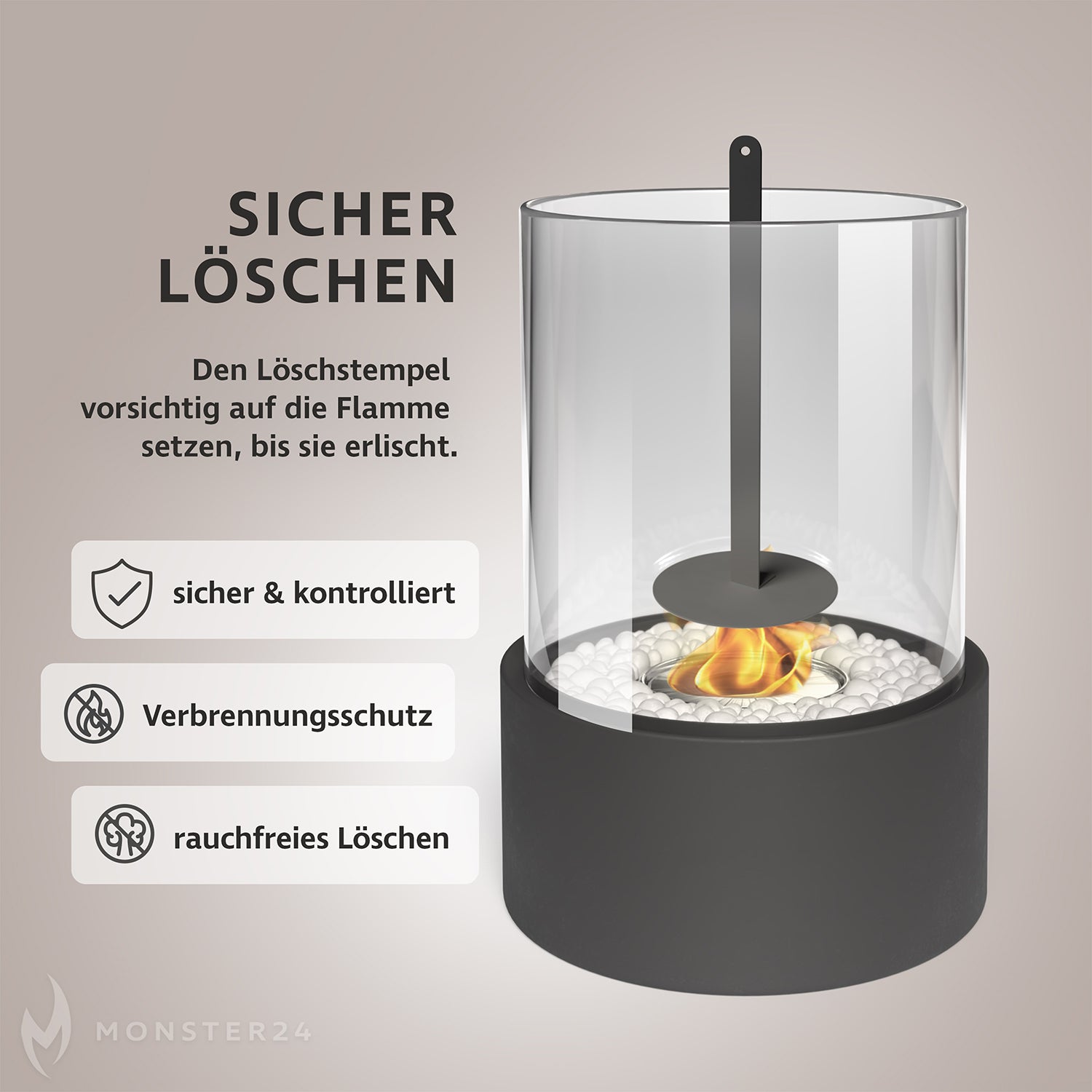 Tischkamin Grau