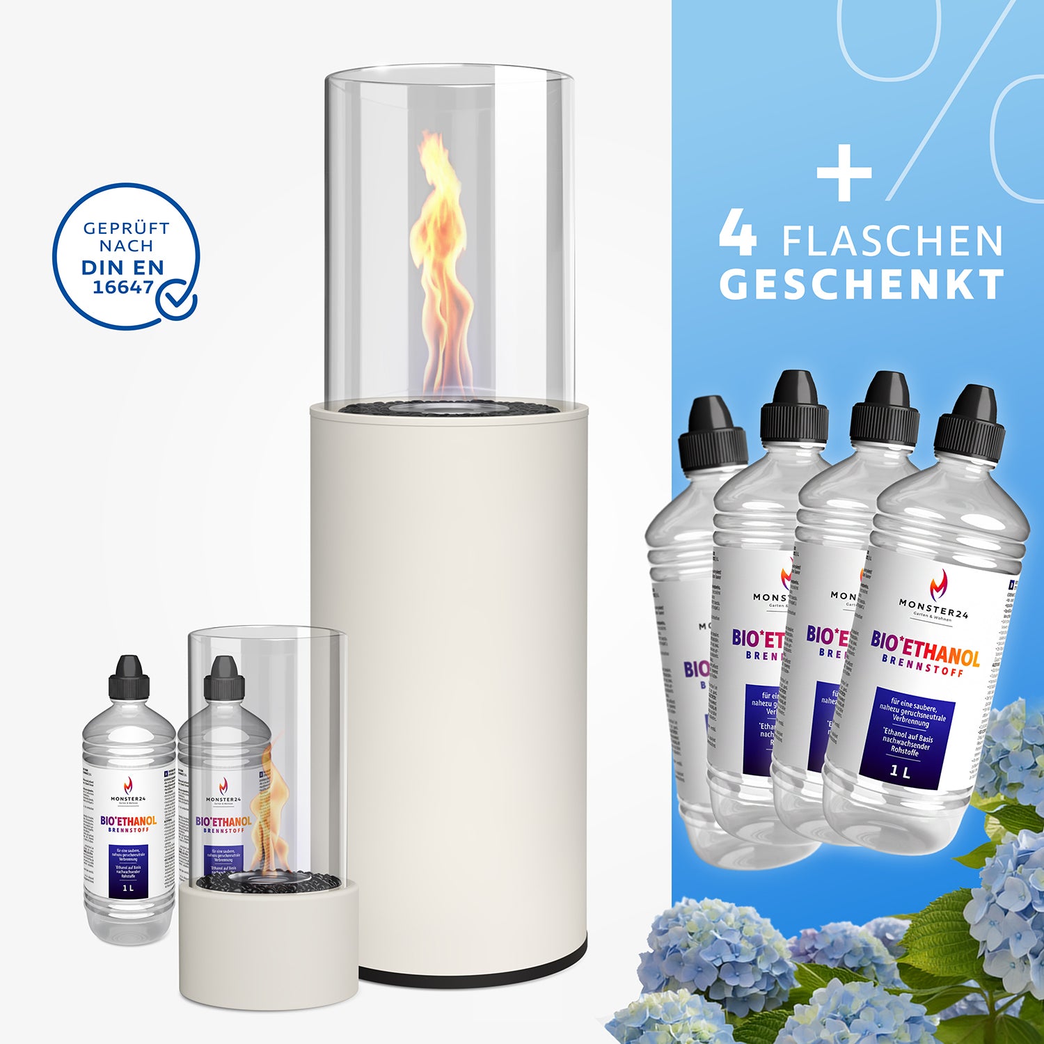 Luxury Flame Paket: Standkamin + Tischkamin S inkl. 6L Bioethanol