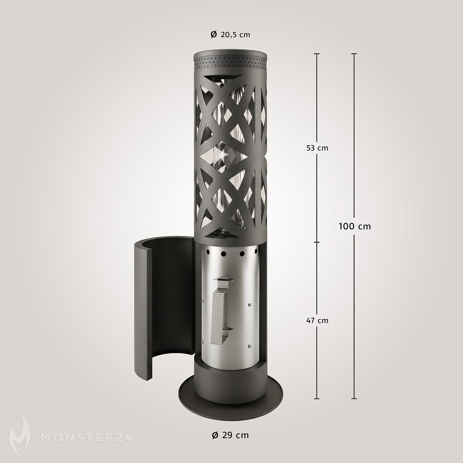 PYRA – dekorative Pellet-Feuersäule mit 360° Glas