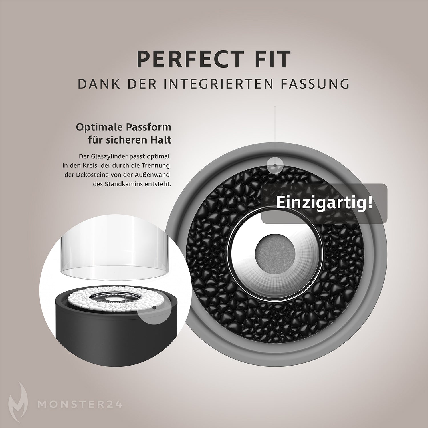 Ersatz-Glaszylinder für Agnia Standkamin