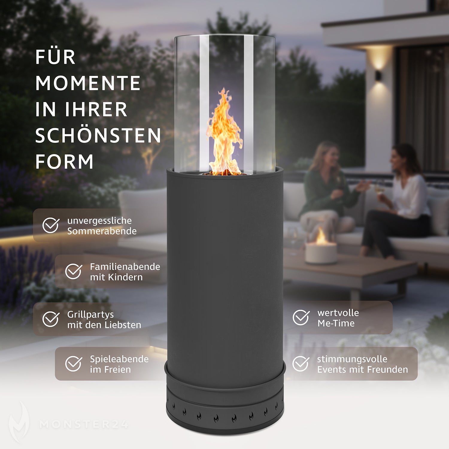 AGNIA 2-in-1 Ethanol & Pellet Standkamin Set