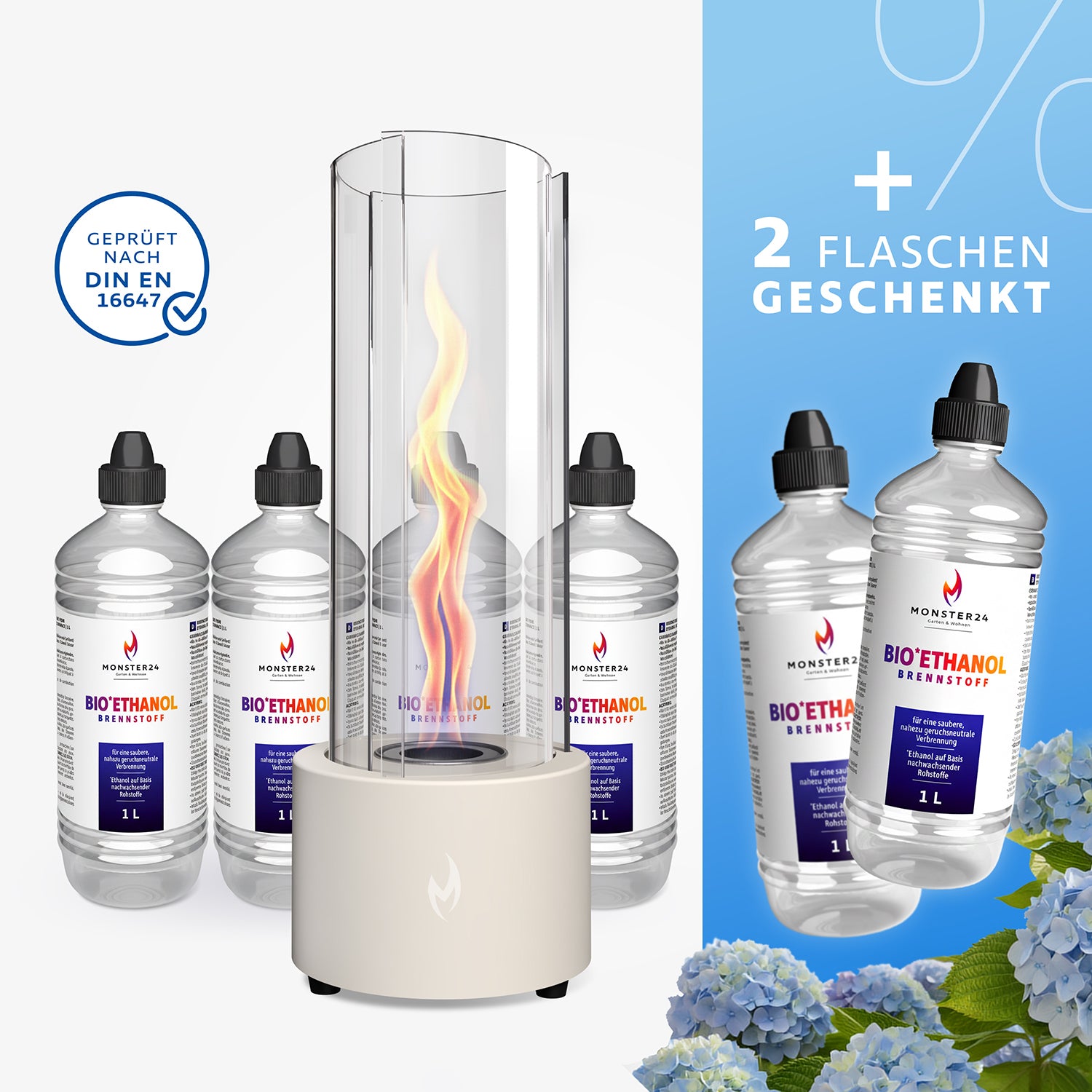 Tornado Flame: Spyral inkl. 6 L Bioethanol Starterpaket