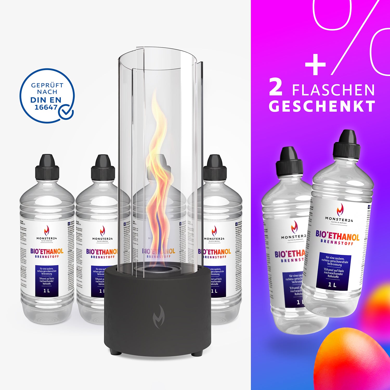 Tornado Flame: Spyral inkl. 6 L Bioethanol Starterpaket