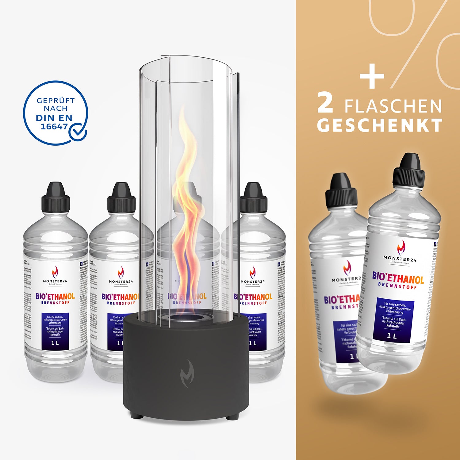 Tornado Flame: Spyral inkl. 6 L Bioethanol Starterpaket