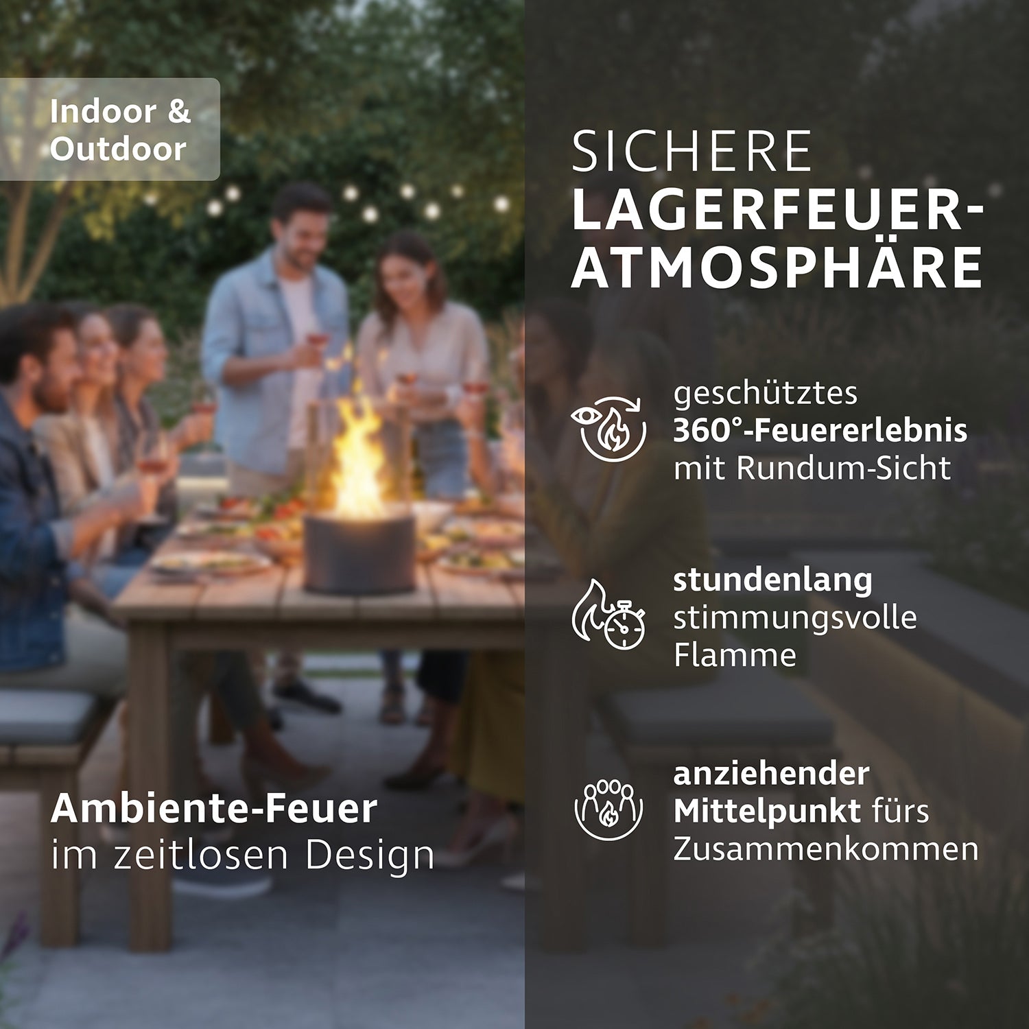 Feuer & Flair Paket - Bioethanol Standkamin inkl. 6 L Bioethanol