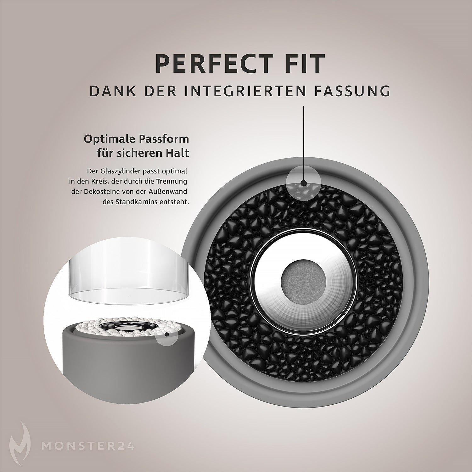 Ersatz-Glaszylinder für Lumira Tischkamin S