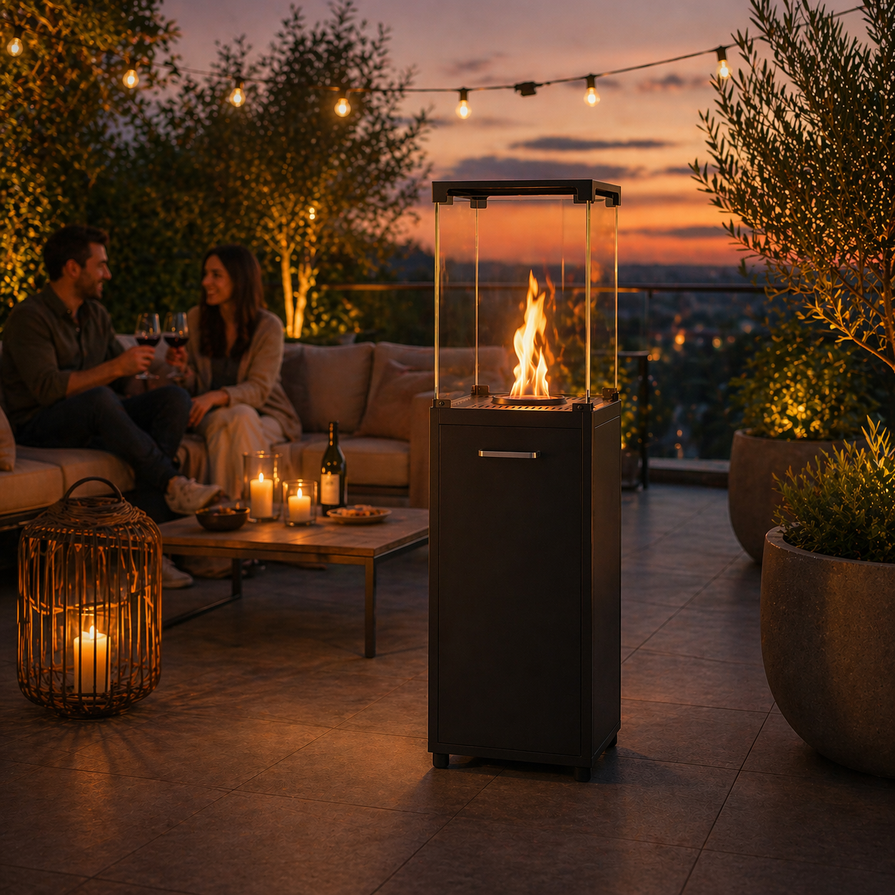 EMYRA Pellet Feuerstelle mit 360° Glas (inkl. Fireal Bundle)