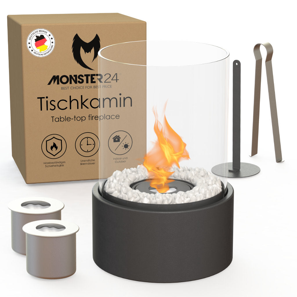 Ambiente Deluxe: Tischkamin M + Ethanol Starterpaket