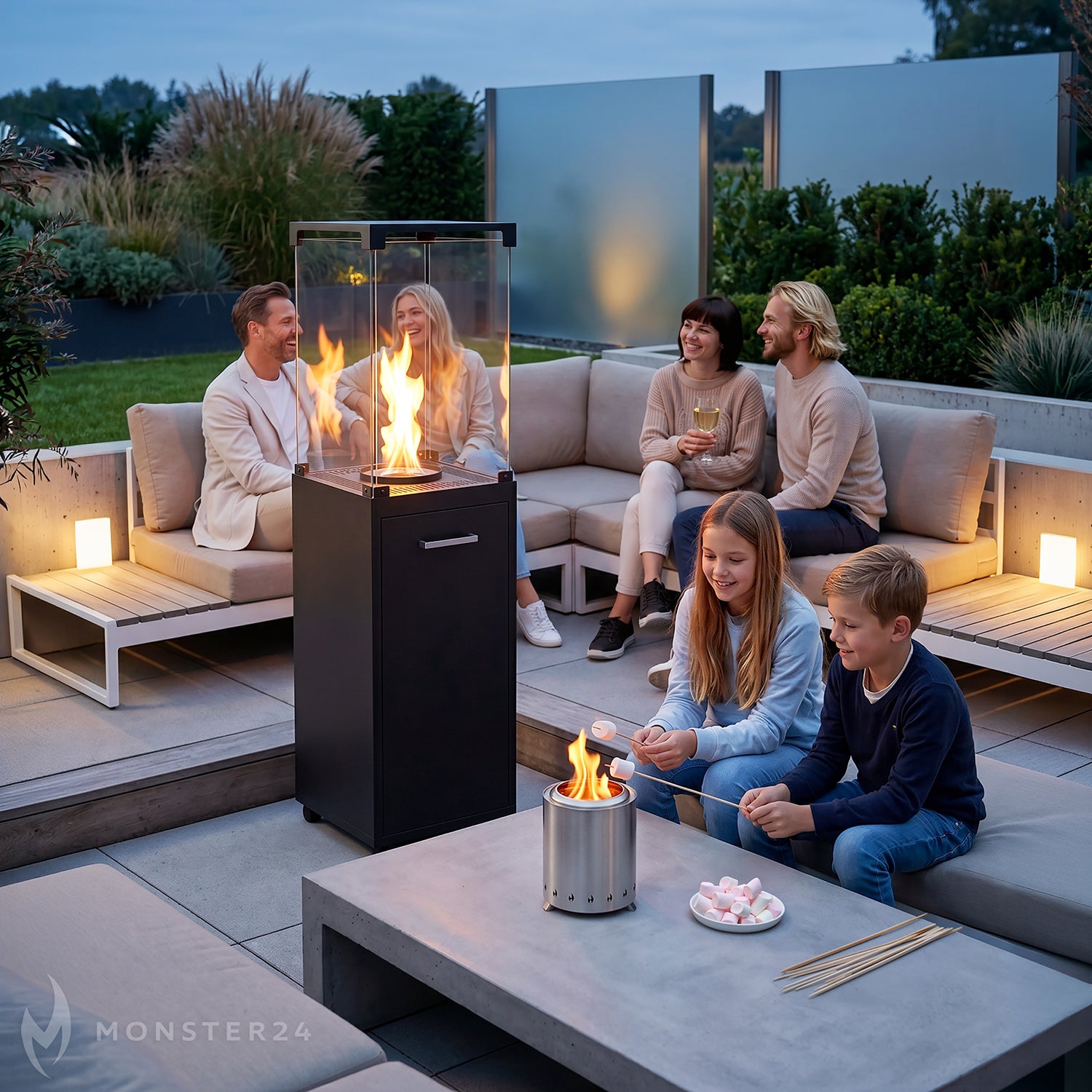 EMYRA Pellet Feuerstelle mit 360° Glas (inkl. Fireal Bundle)
