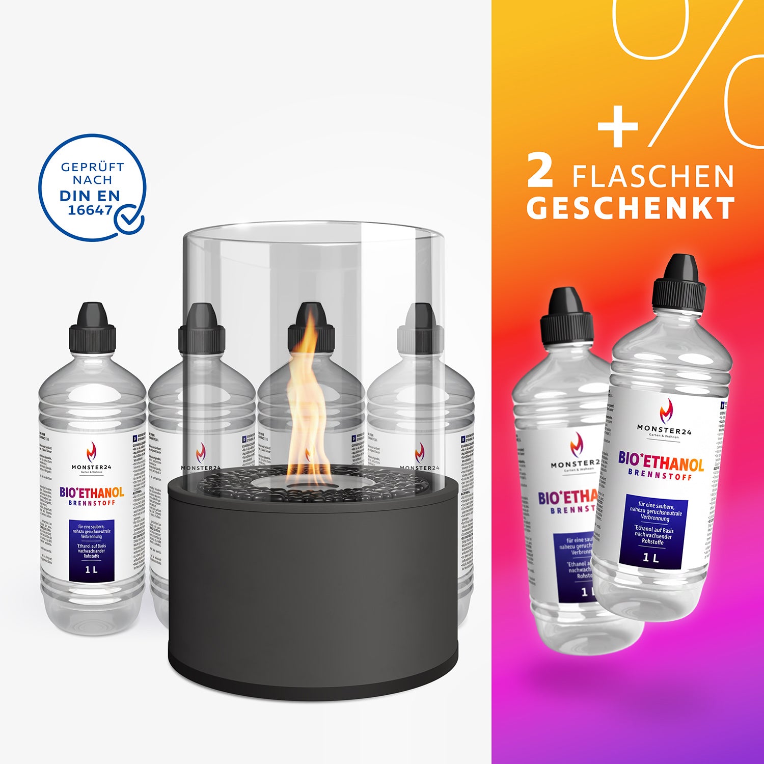 Ambiente Deluxe: Tischkamin L inkl. 6L Ethanol Starterpaket
