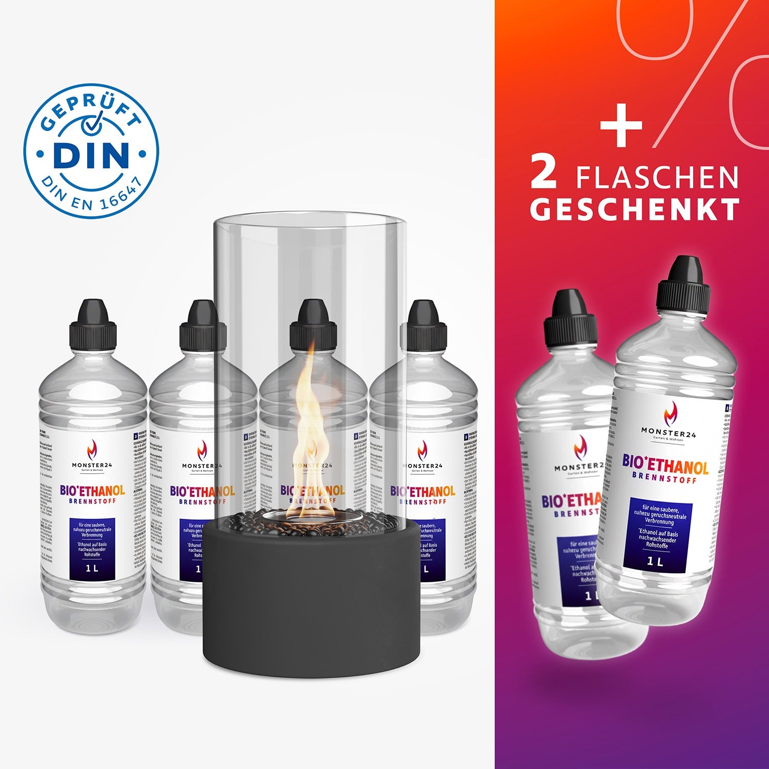 Ambiente Deluxe: Tischkamin S inkl. 6L Ethanol Starterpaket