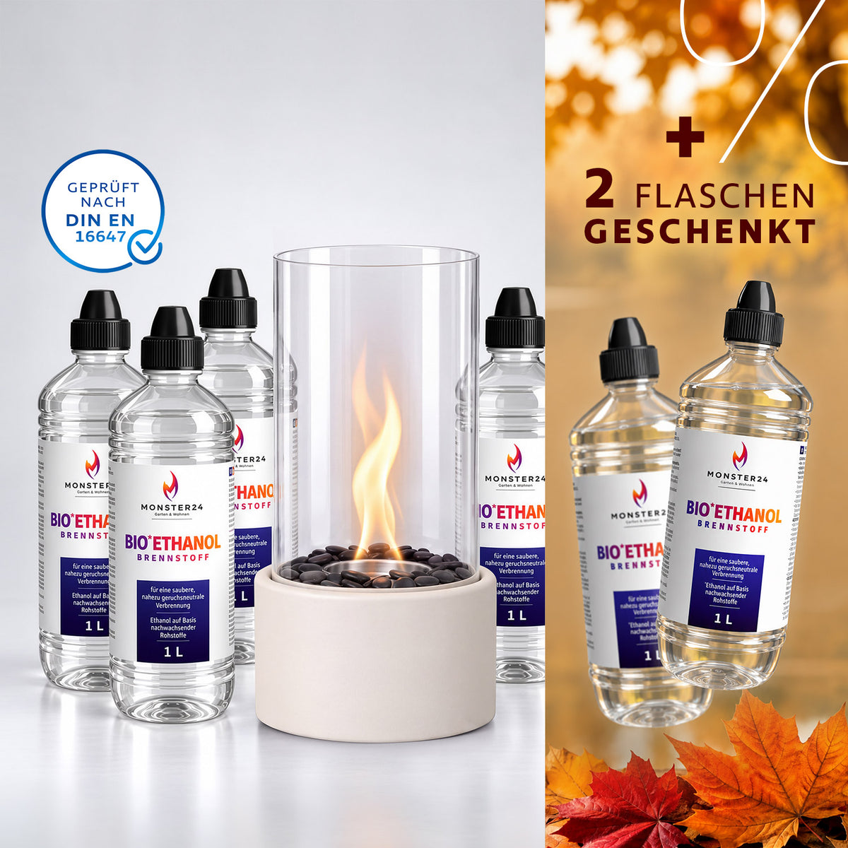 Ambiance de luxe : Cheminée de table S avec pack de démarrage de 6L d'éthanol