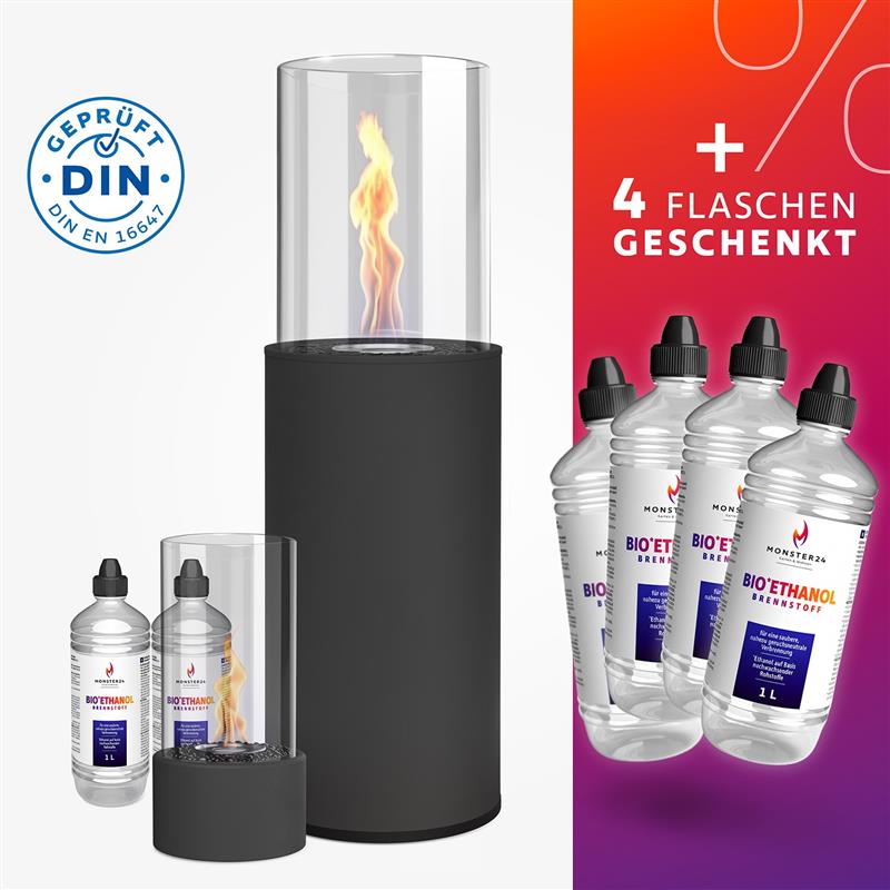 Luxury Flame Paket: Standkamin + Tischkamin inkl. 6L Bioethanol