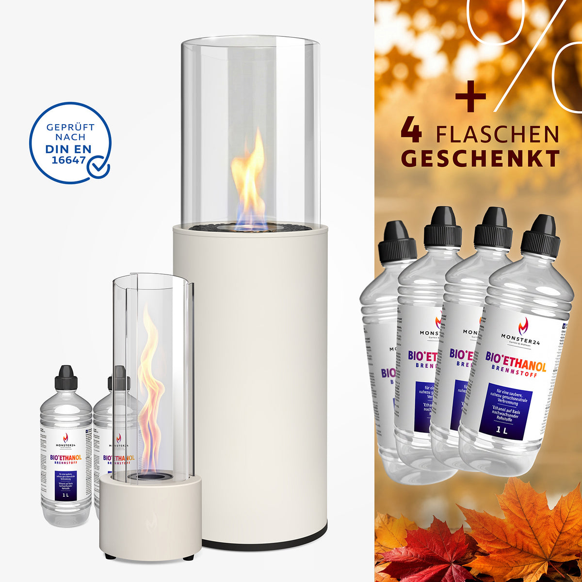Luxury Tornado Paket: Standkamin + Spyral inkl. 6 L Bioethanol