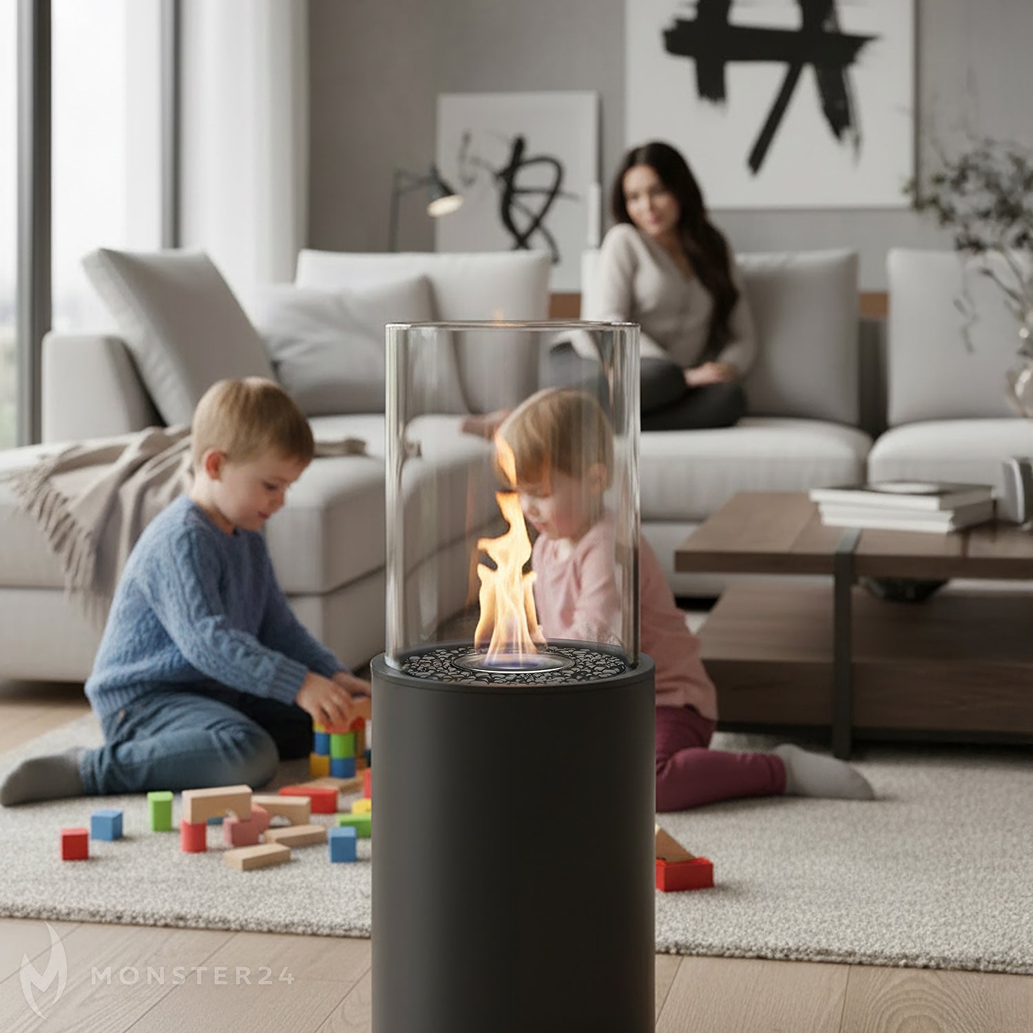 Luxury Tornado Paket: Standkamin + Spyral inkl. 6 L Bioethanol