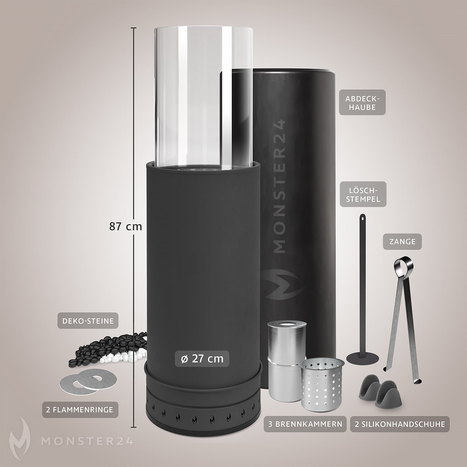 AGNIA 2-in-1 Ethanol & Pellet Standkamin Set