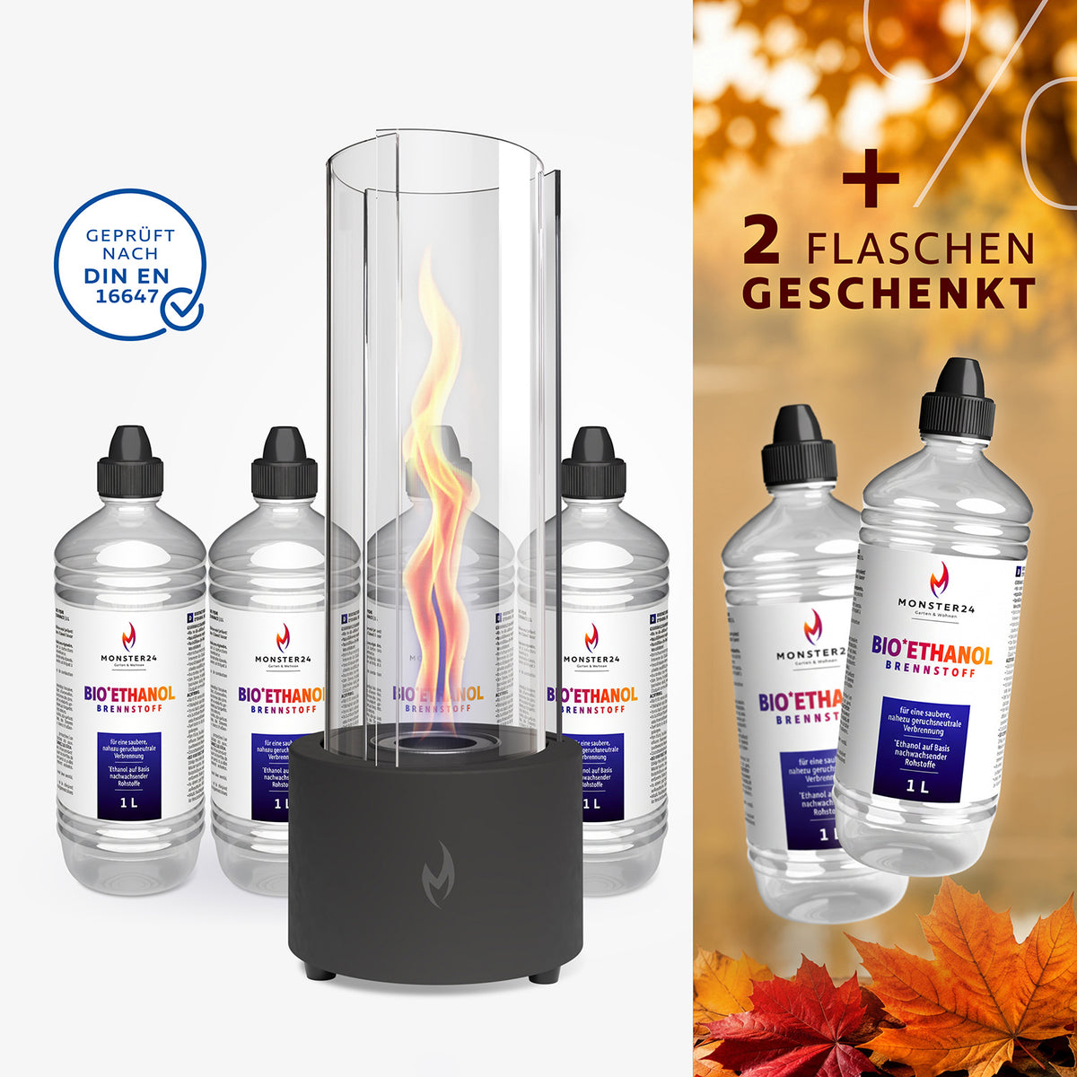 Tornado Flame: Spyral inkl. 6 L Bioethanol Starterpaket