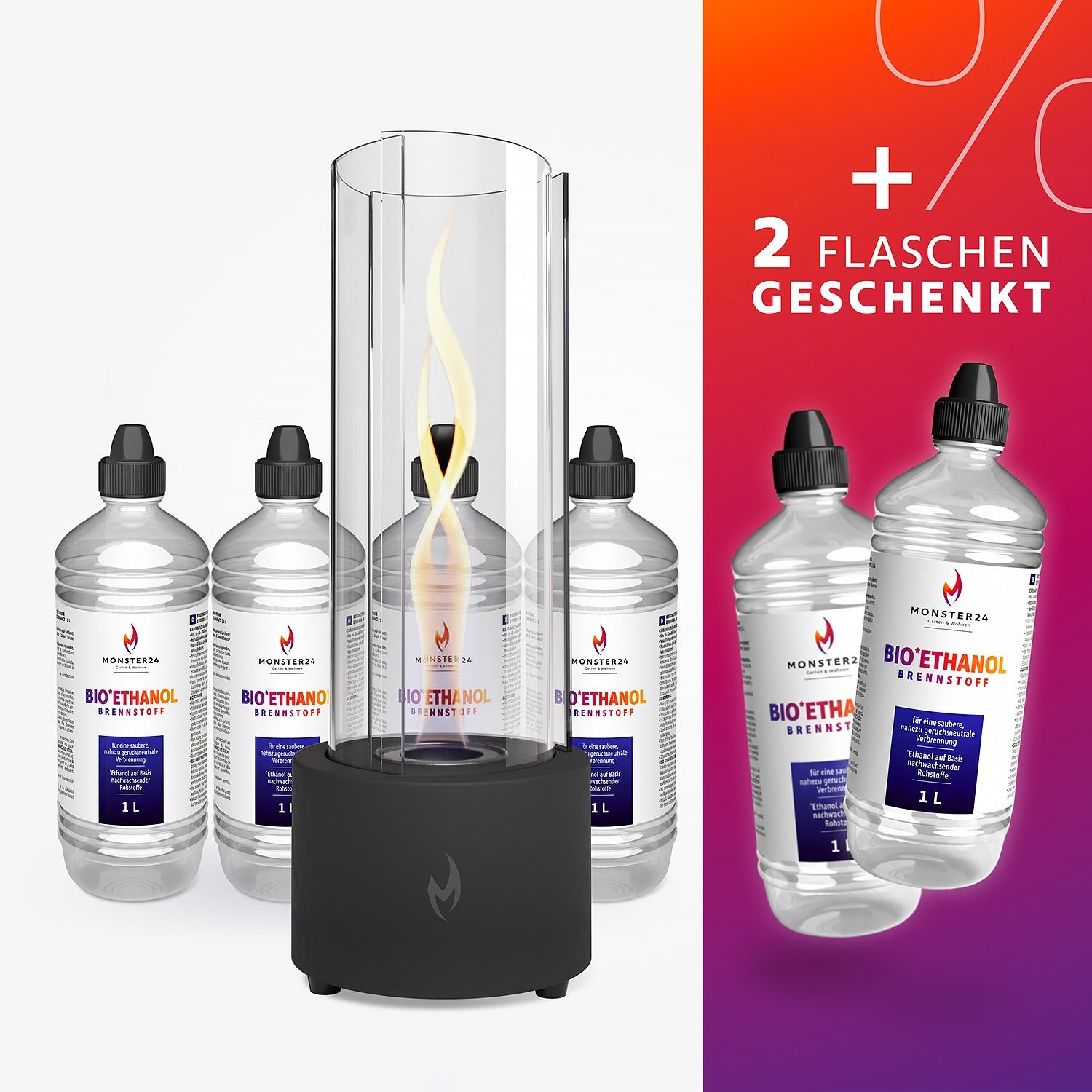 Tornado Flame: Spyral inkl. 6 L Bioethanol Starterpaket