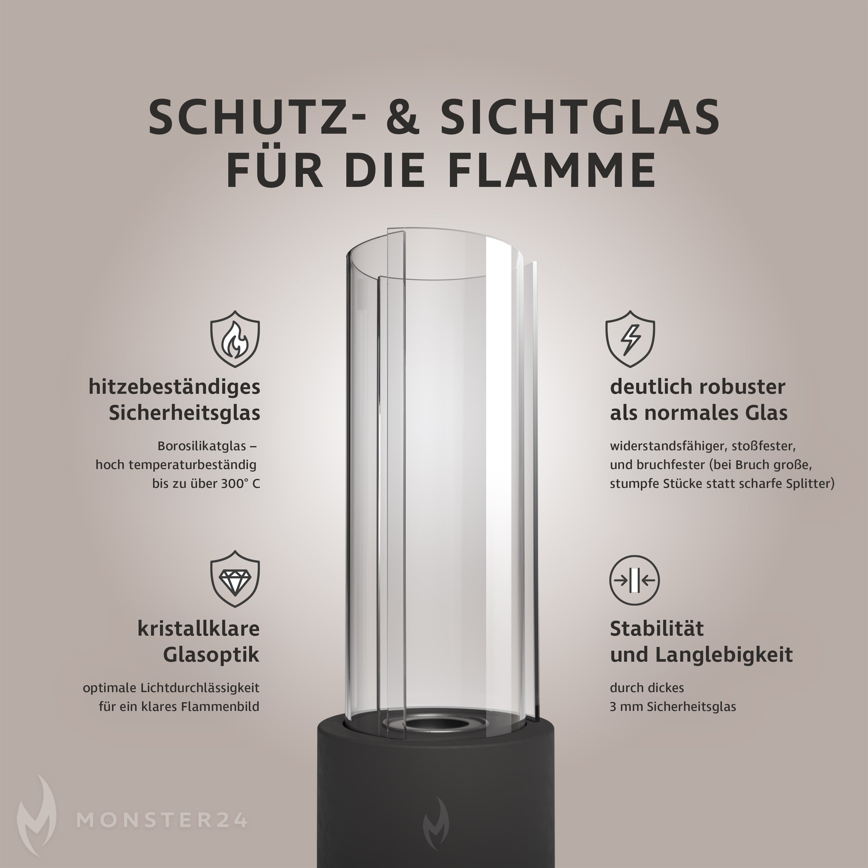 Ersatz-Glasscheiben für Spyral Tischkamin
