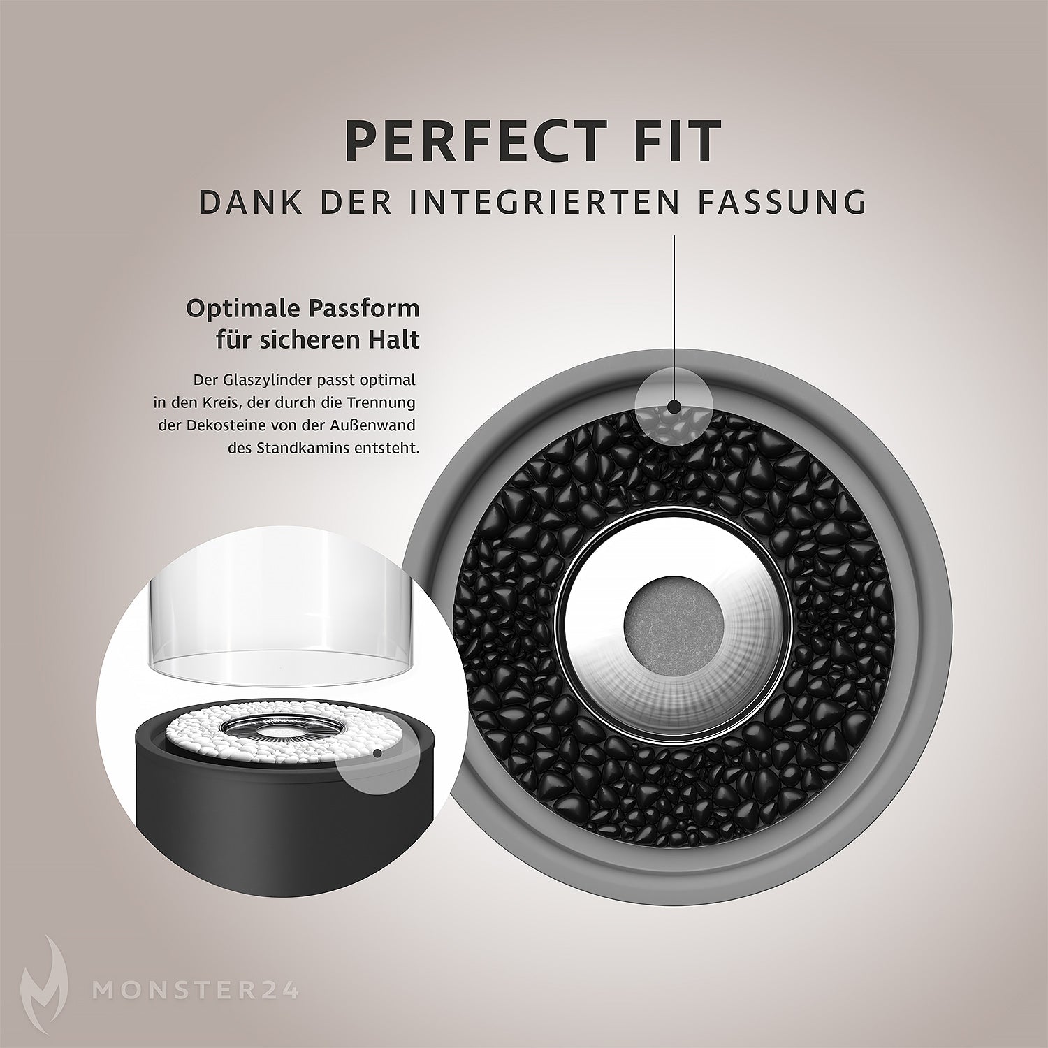 Ersatz-Glaszylinder für Kiana Tischkamin L